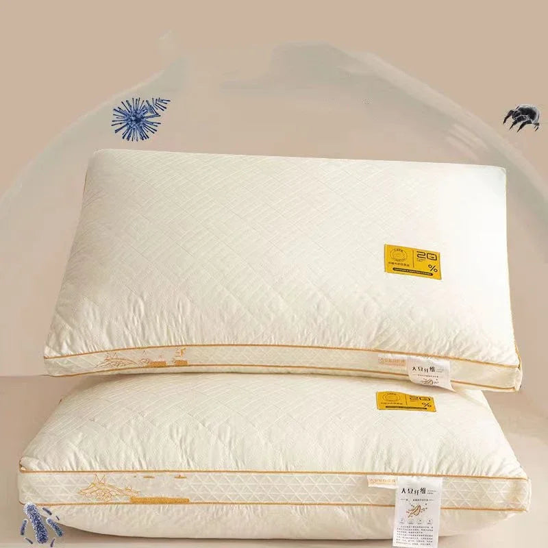 Soybean Fiber Neck Protection Pillow with No Collapse High Rebound Comfortable Pillow Core for Adult and Household