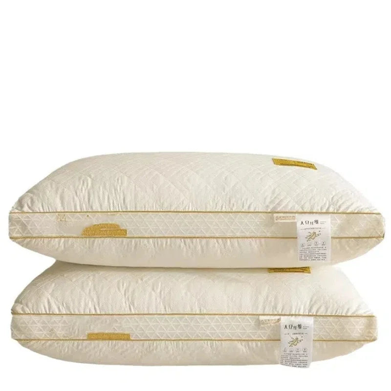 Soybean Fiber Neck Protection Pillow with No Collapse High Rebound Comfortable Pillow Core for Adult and Household