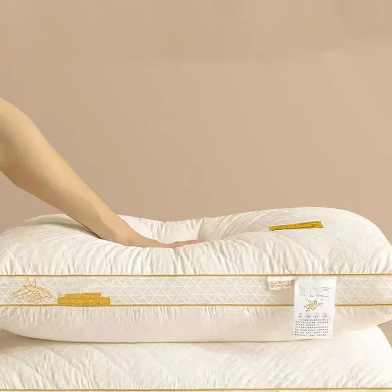 Soybean Fiber Neck Protection Pillow with No Collapse High Rebound Comfortable Pillow Core for Adult and Household