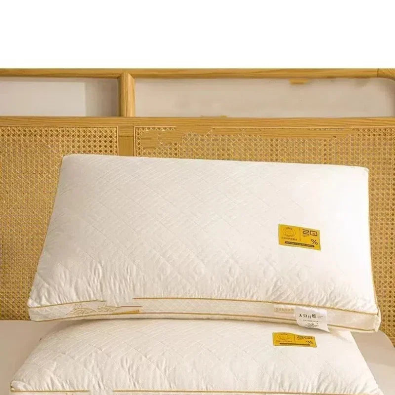 Soybean Fiber Neck Protection Pillow with No Collapse High Rebound Comfortable Pillow Core for Adult and Household